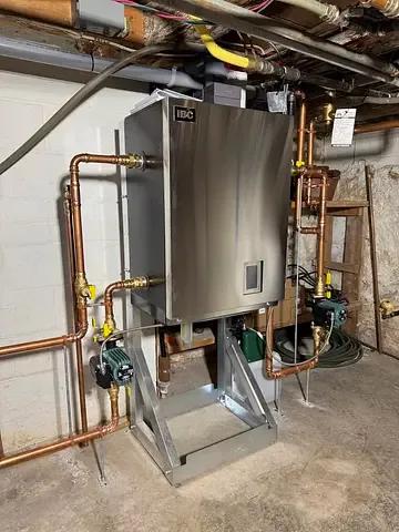 High-efficiency boiler installation detail by Burt’s Breeze